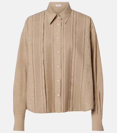 Brunello Cucinelli Brunello Cucinelli Embroidered cotton-blend shirt