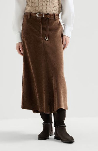 Brunello Cucinelli Brunello Cucinelli Fluid Corduroy Flute Skirt With Monili