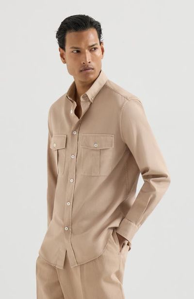 Brunello Cucinelli Brunello Cucinelli Garment-dyed cotton and linen shirt
