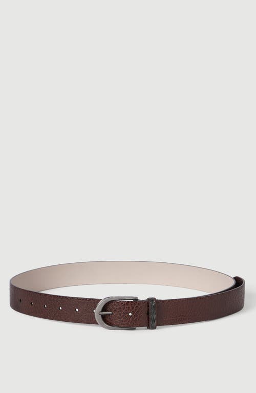 Brunello Cucinelli Brunello Cucinelli Glossy hammered calfskin belt with monili