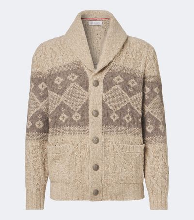 Brunello Cucinelli Brunello Cucinelli Intarsia wool, silk, and cashmere cardigan