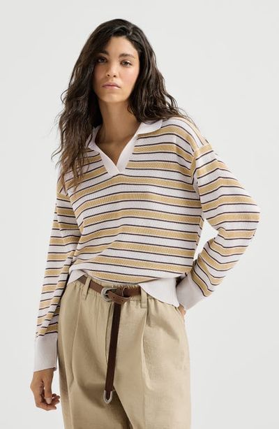 Brunello Cucinelli Brunello Cucinelli Knit polo with sparkling stripes