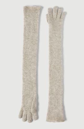 Brunello Cucinelli Brunello Cucinelli Lace flowers knit long gloves
