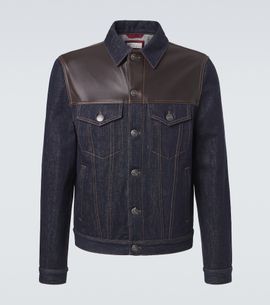 Brunello Cucinelli Brunello Cucinelli Leather-paneled denim jacket