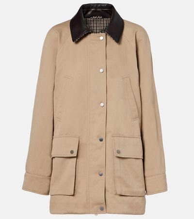 Brunello Cucinelli Brunello Cucinelli Leather-trimmed cotton and linen jacket