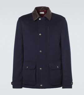 Brunello Cucinelli Brunello Cucinelli Leather-trimmed wool jacket