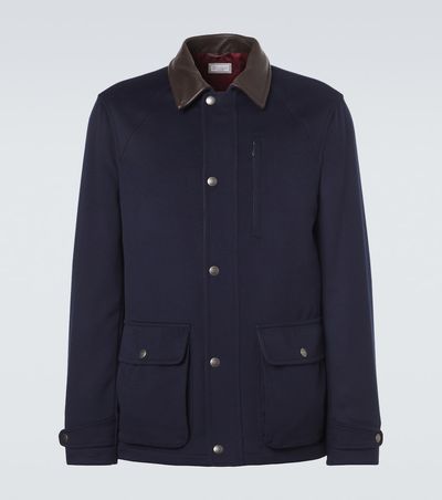 Brunello Cucinelli Brunello Cucinelli Leather-trimmed wool jacket