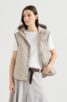 Brunello Cucinelli Brunello Cucinelli Lightweight matte nylon quilted vest with Thermore® padding and hood