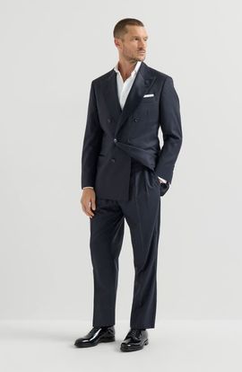 Brunello Cucinelli Brunello Cucinelli Lightweight Virgin Wool And Silk Twill Tuxedo With One-and-a-half Breasted Jacket With Peak Lapels