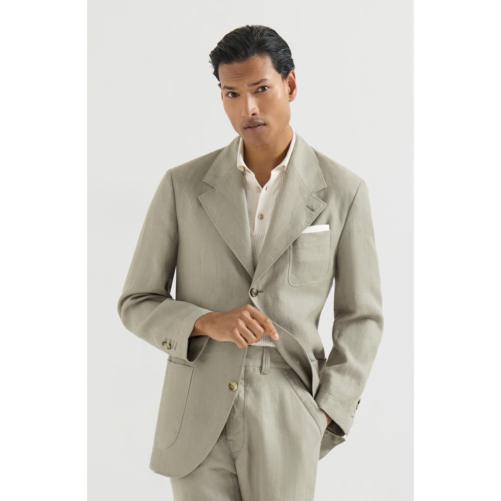 Brunello Cucinelli Brunello Cucinelli Linen micro chevron unlined blazer