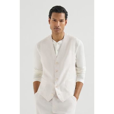 Brunello Cucinelli Brunello Cucinelli Linen micro chevron waistcoat