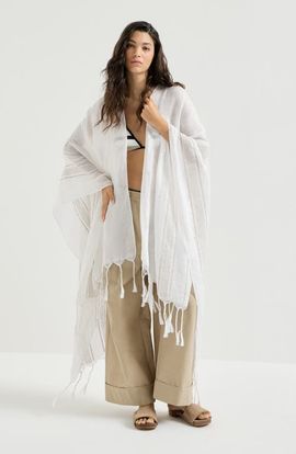 Brunello Cucinelli Brunello Cucinelli Linen poncho with broderie anglaise