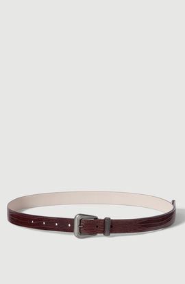 Brunello Cucinelli Brunello Cucinelli Lizard-effect calfskin belt with shiny loop