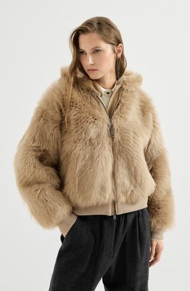 Brunello Cucinelli Brunello Cucinelli Lux shearling padded outerwear jacket with shiny zipper pull