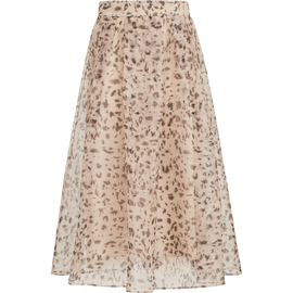Brunello Cucinelli Brunello Cucinelli Lynx print silk organza pleated skirt