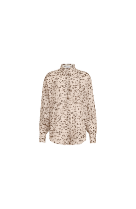 Brunello Cucinelli Brunello Cucinelli Lynx print silk pongee shirt with monili