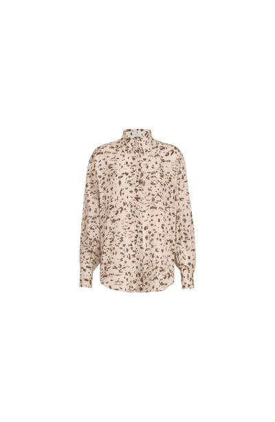 Brunello Cucinelli Brunello Cucinelli Lynx print silk pongee shirt with monili