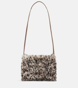 Brunello Cucinelli Brunello Cucinelli Mellow Small lynx-print shearling shoulder bag