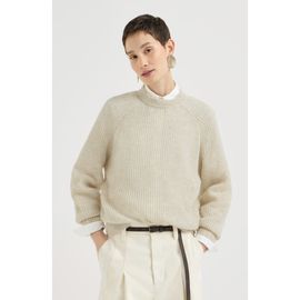 Brunello Cucinelli Brunello Cucinelli Mohair, cotton and wool Diamond yarn English rib sweater