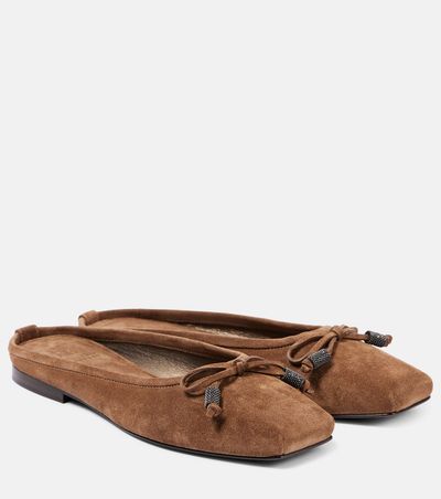 Brunello Cucinelli Brunello Cucinelli Monili bow-detail suede mules