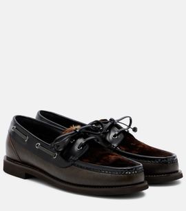 Brunello Cucinelli Brunello Cucinelli Monili calf hair-trimmed leather boat shoes