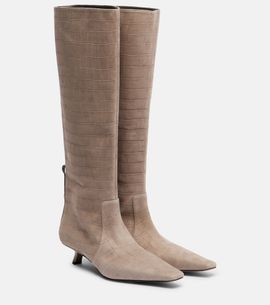 Brunello Cucinelli Brunello Cucinelli Monili croc-effect suede knee-high boots
