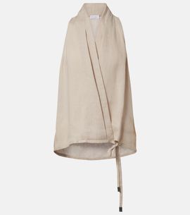 Brunello Cucinelli Brunello Cucinelli Monili halterneck linen wrap top