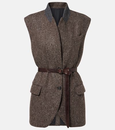 Brunello Cucinelli Brunello Cucinelli Monili herringbone sequined wool-blend vest