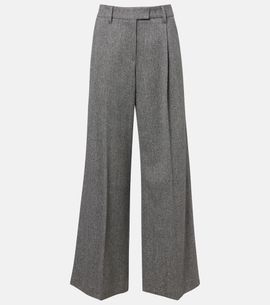 Brunello Cucinelli Brunello Cucinelli Monili herringbone wool-blend wide-leg pants