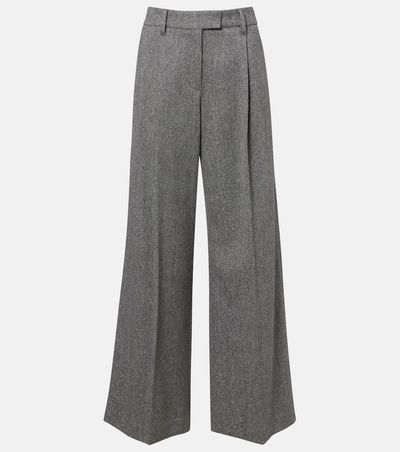 Brunello Cucinelli Brunello Cucinelli Monili herringbone wool-blend wide-leg pants