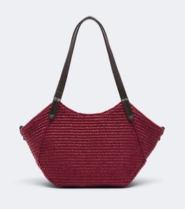 Brunello Cucinelli Brunello Cucinelli Monili leather-trimmed raffia-effect tote bag