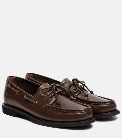 Brunello Cucinelli Brunello Cucinelli Monili leather boat shoes