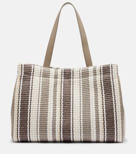 Brunello Cucinelli Brunello Cucinelli Monili Medium striped raffia tote bag