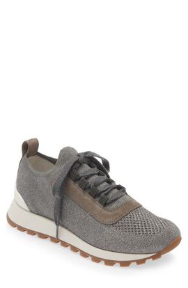 Brunello Cucinelli Brunello Cucinelli Monili Metallic Knit Lace-Up Sneaker