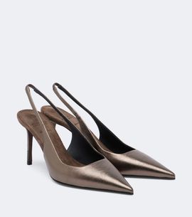 Brunello Cucinelli Brunello Cucinelli Monili metallic leather slingback pumps