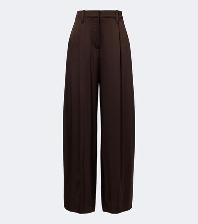 Brunello Cucinelli Brunello Cucinelli Monili pleated silk wide-leg pants