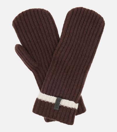 Brunello Cucinelli Brunello Cucinelli Monili ribbed-knit cashmere mittens