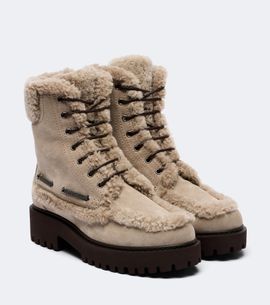 Brunello Cucinelli Brunello Cucinelli Monili shearing-lined suede lace-up boots