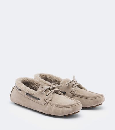 Brunello Cucinelli Brunello Cucinelli Monili shearling-lined suede boat shoes