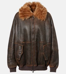 Brunello Cucinelli Brunello Cucinelli Monili shearling-trimmed leather blouson jacket