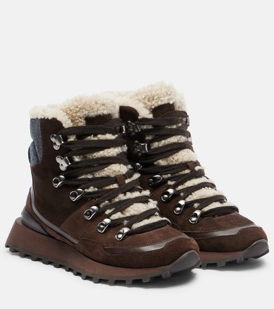 Brunello Cucinelli Brunello Cucinelli Monili shearling-trimmed suede ankle boots