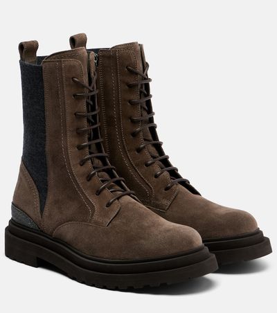 Brunello Cucinelli Brunello Cucinelli Monili suede lace-up boots