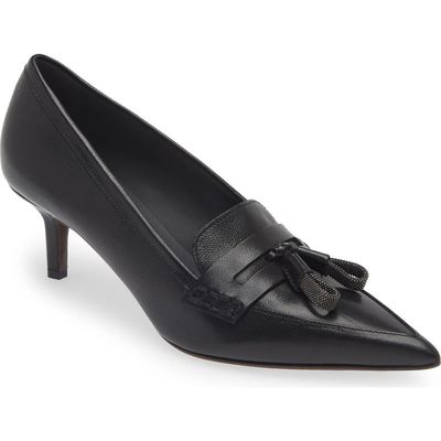 Brunello Cucinelli Brunello Cucinelli Monili Tassel Kitten Heel Pump