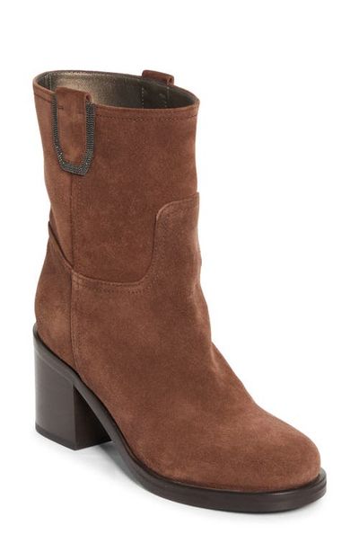 Brunello Cucinelli Brunello Cucinelli Monili Trim Block Heel Bootie
