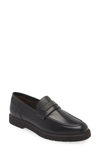 Brunello Cucinelli Brunello Cucinelli Monili Trim Leather Loafer