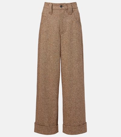 Brunello Cucinelli Brunello Cucinelli Monili wool-blend flannel wide-leg pants