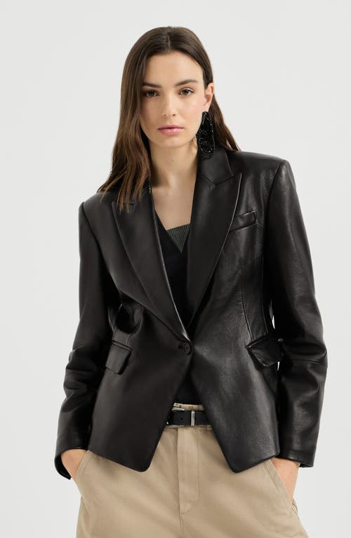 Brunello Cucinelli Brunello Cucinelli Nappa leather blazer with monili