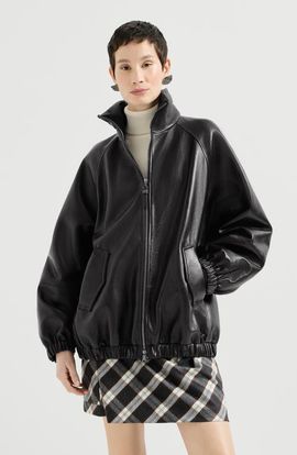 Brunello Cucinelli Brunello Cucinelli Nappa leather bomber jacket with monili