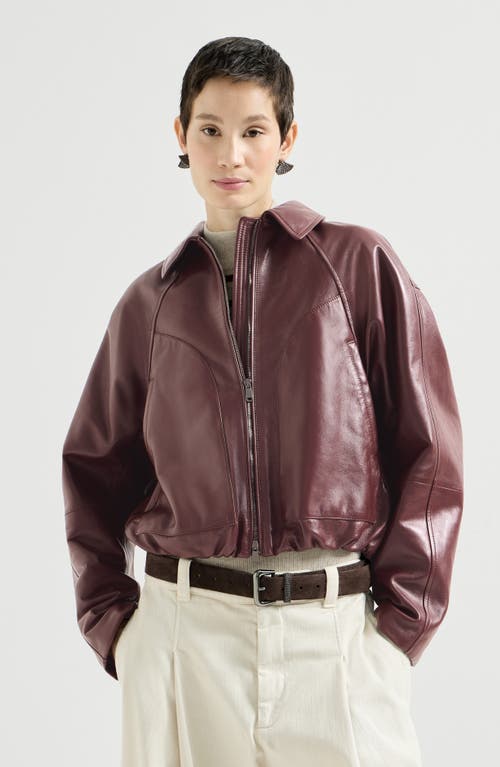 Brunello Cucinelli Brunello Cucinelli Nappa leather outerwear jacket with drawstring and monili
