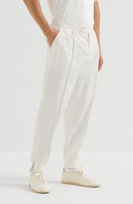 Brunello Cucinelli Brunello Cucinelli Nylon trousers with tabbed waistband, Crête detail and elasticated zipper cuffs